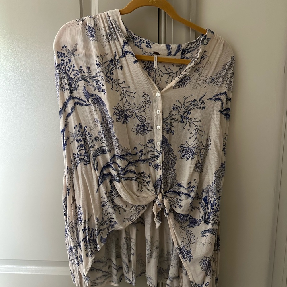 Free People oversized printed blouse